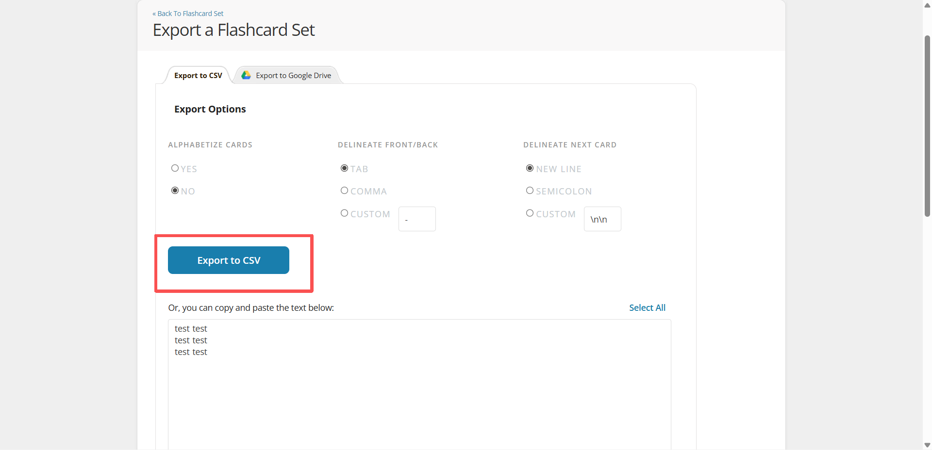 Export to CSV