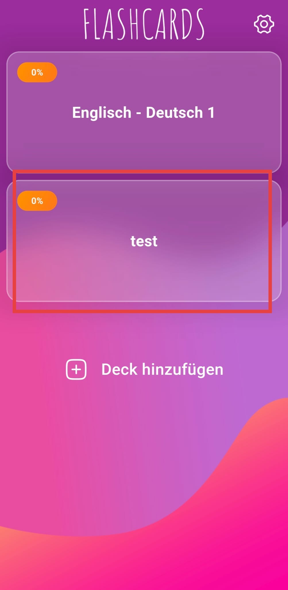 Long-press the deck