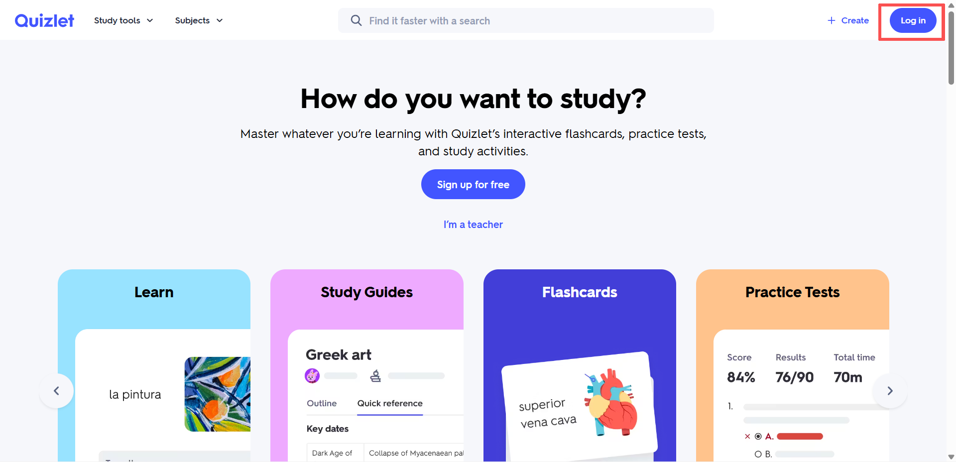 Open Quizlet and log in